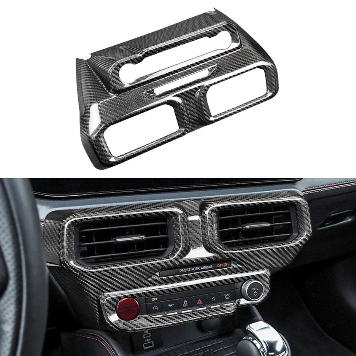 CARBON FIBER CENTER DASHBOARD A/C VENT TRIM COVER - FORD MUSTANG (2024+)