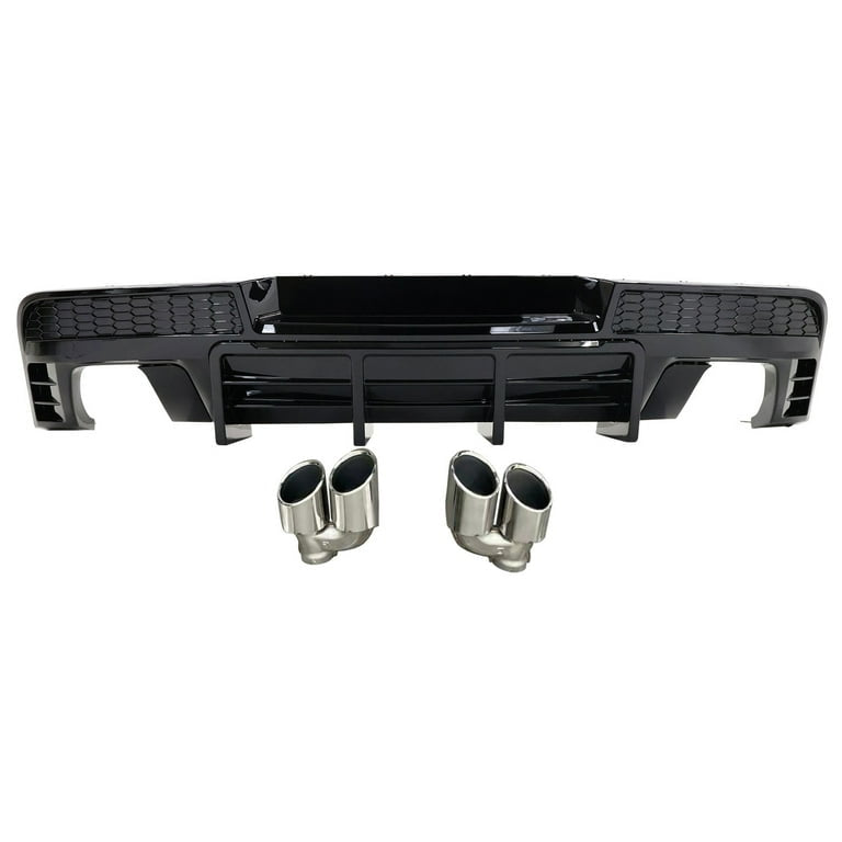 AAD STYLE GLOSS BLACK REAR DIFFUSER WITH QUAD STAINLESS STEEL EXHAUST TIPS - CHEVROLET CAMARO LT / LS (2014–2015)