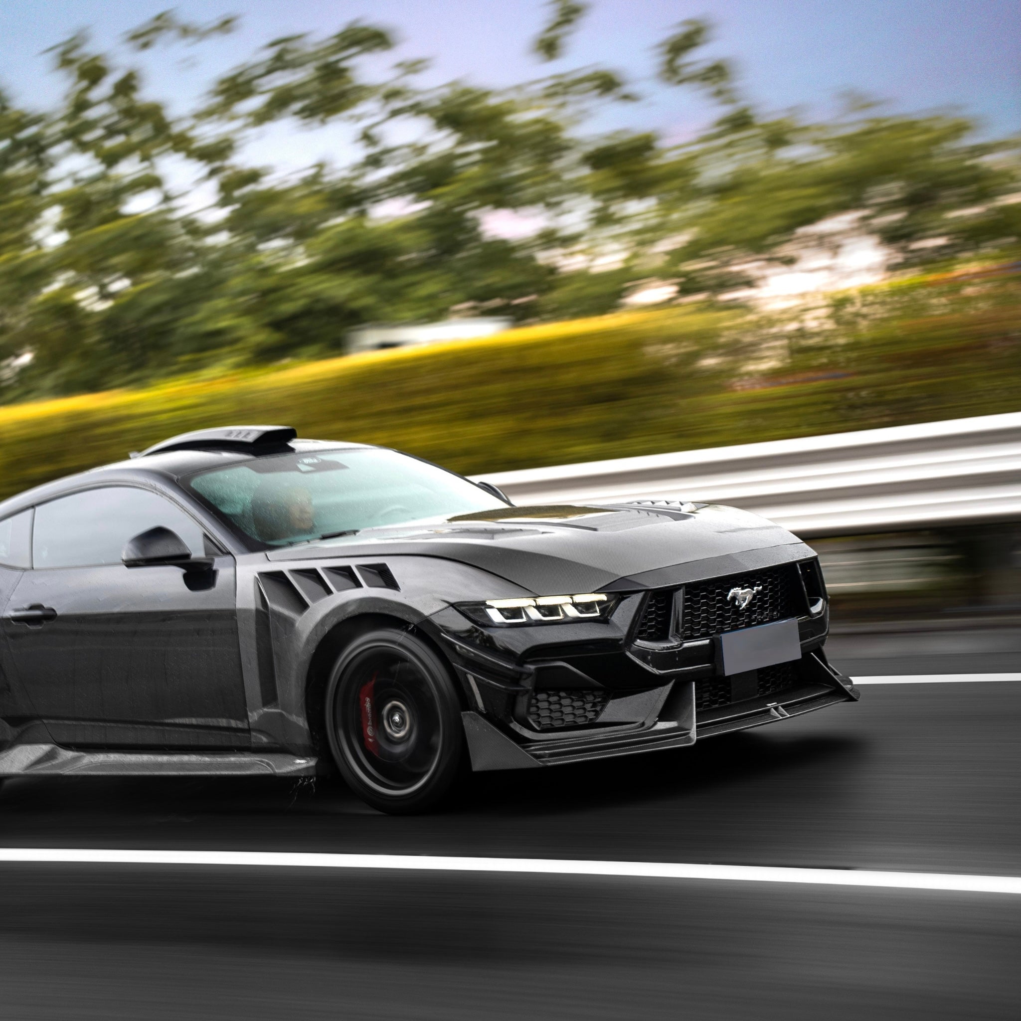 CARBON FIBER FRONT BUMPER LIP - FORD MUSTANG ECOBOOST / GT (2024–2025)