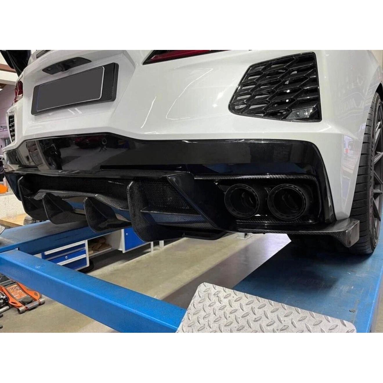 2020–2026 Chevrolet Corvette C8 Carbon Fiber Rear Diffuser with Side Canards