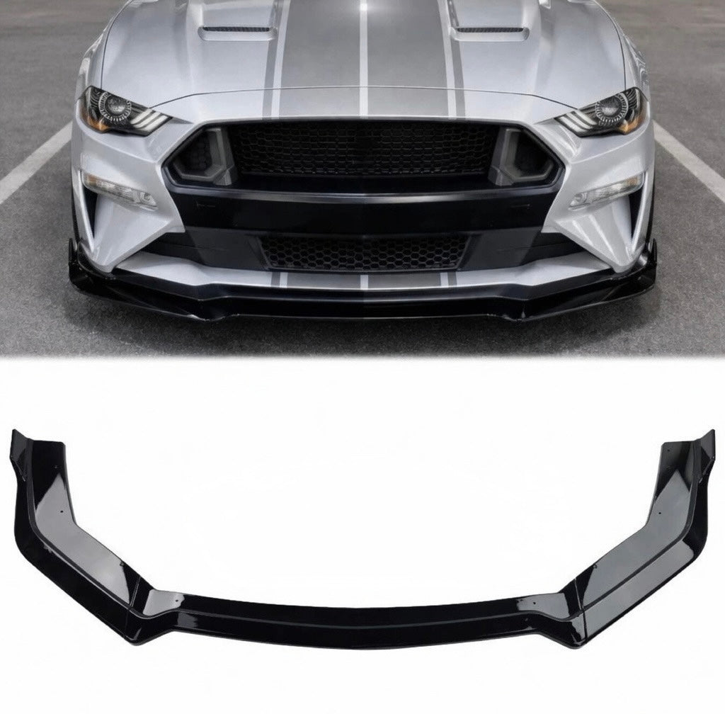 AAD STYLE GLOSS BLACK FRONT BUMPER LIP SPLITTER - FORD MUSTANG GT (2018–2023)