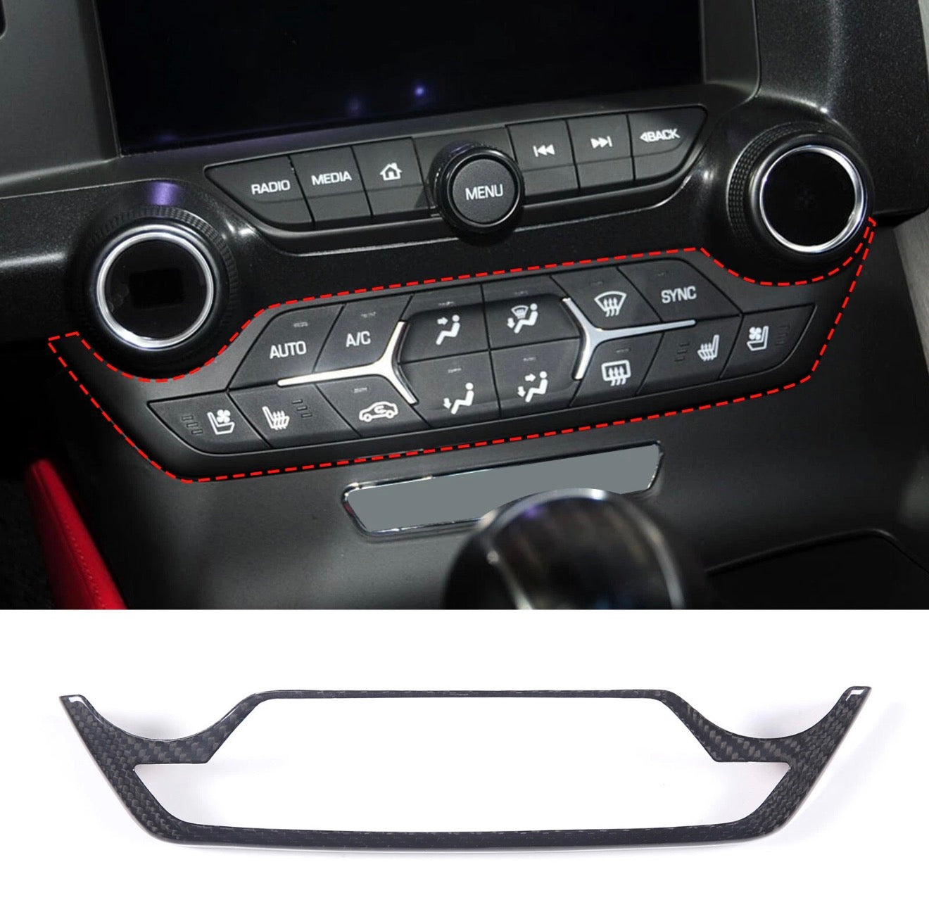 CARBON FIBER CENTER CONSOLE AC PANEL TRIM COVER - CHEVROLET CORVETTE C7 (2014–2019)
