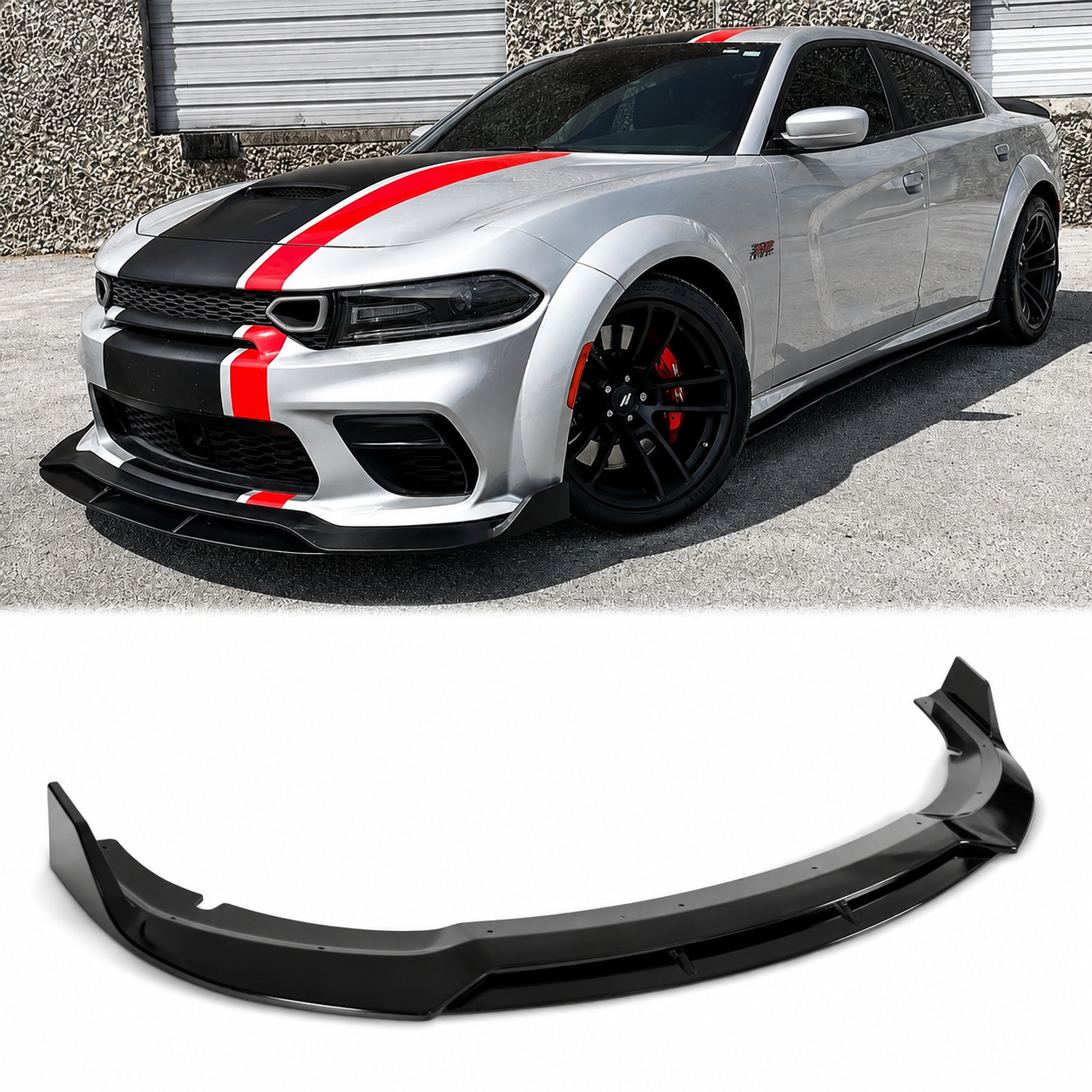 V3 GLOSS BLACK FRONT BUMPER LIP SPLITTER - DODGE CHARGER SRT (2015–2023)